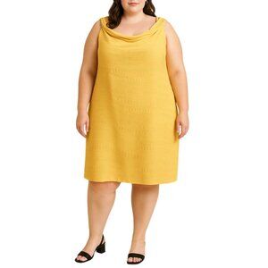 Ashley Stewart Yellow Textured Sleeveless Cowl Neck Plus Size 26 Dress